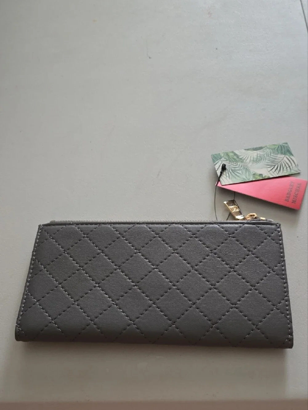 Badgley Mischka Black Quilted Wallet with Gold Hardware